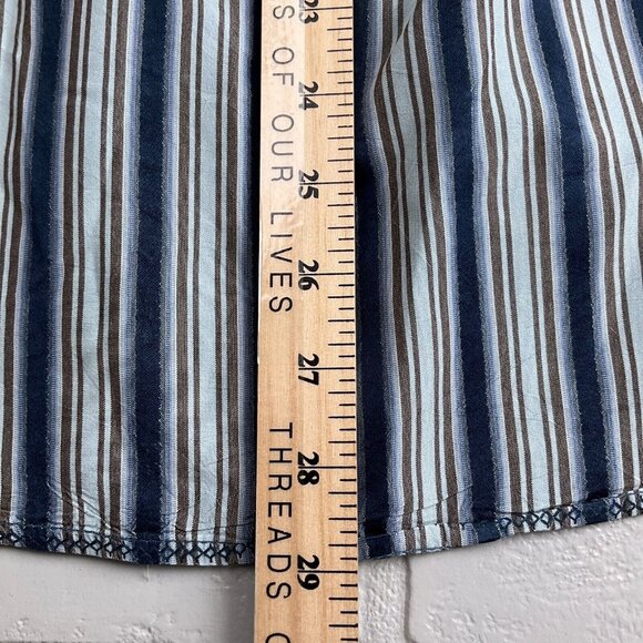 Tommy Bahama Shirt Men Large Blue Brown‎ Stripe Silk Classic Career Party - Picture 10 of 12